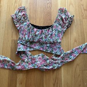 Forever 21 Pink Floral Crop Top